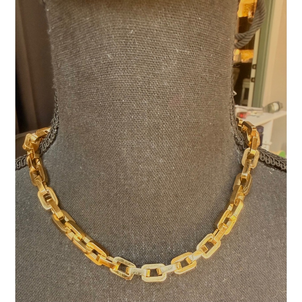 Eddie Borgo Gold Tone Link Necklace Chunky Statement 18" Designer Architectural